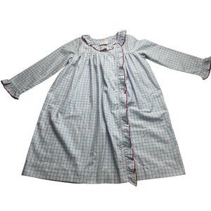 Shrimp & Grits Kids Light Blue Plaid Dress With Picot Stitching Size 8